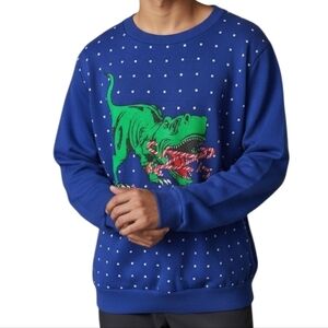 Alex Stevens Crewneck T Rex Ugly Christmas Crewneck Sweatshirt in Blue Sz Large